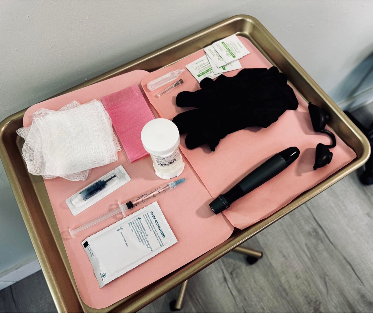 Microneedling treatment setup with SkinPen at Glow Medical Group